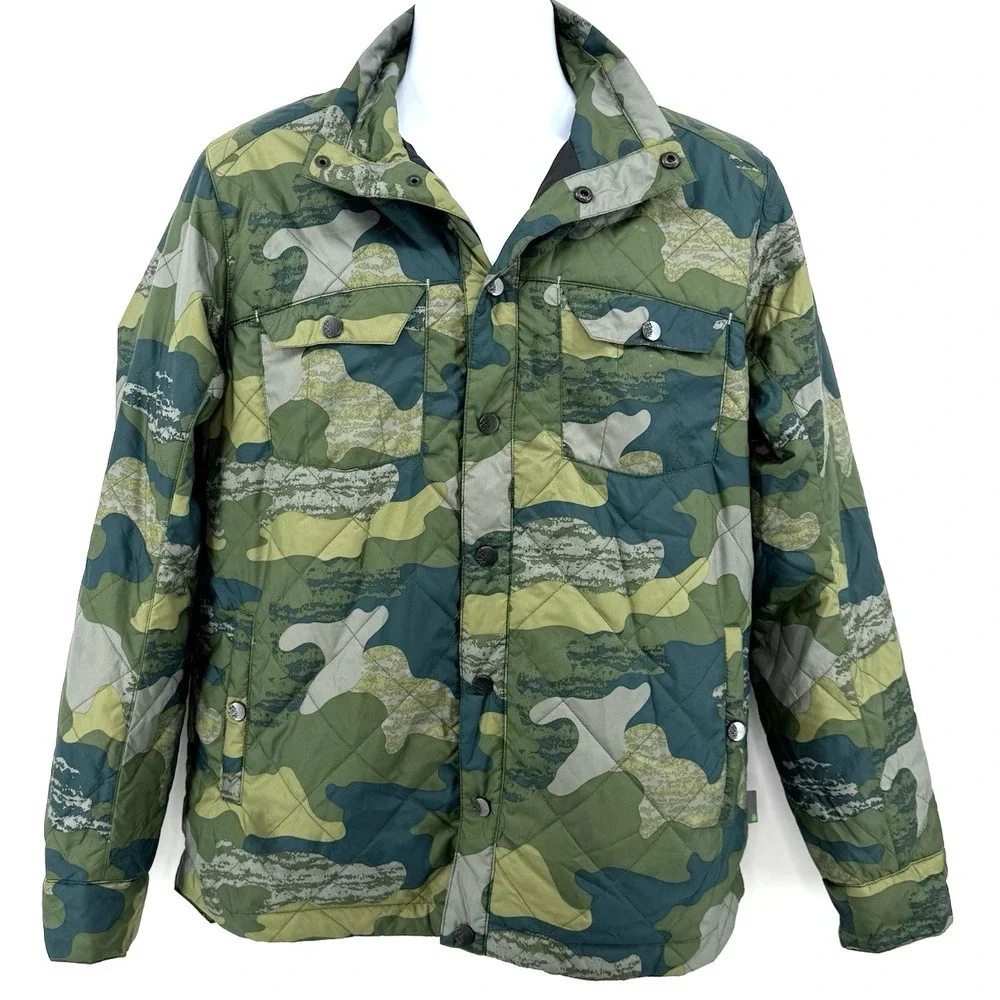 Stio‎ Men's S Thermore Insulated Quilted Jacket Camo Snap Front Puffer Shacket